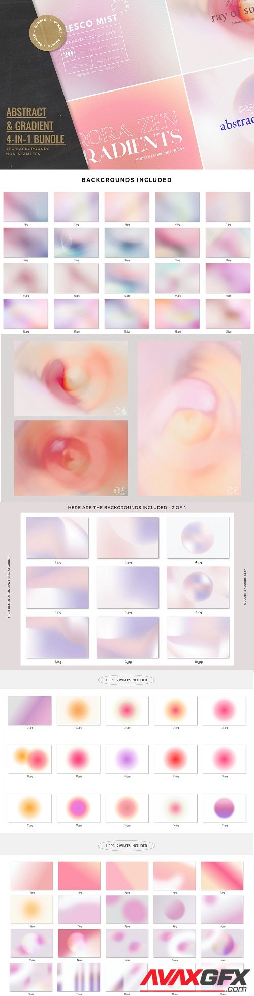 Bundle Abstract & Gradient 4-in1 - 6862480 - (Fresco Mist, Dreamy Sun-Kissed, Sugar Delight, Aurora Zen)