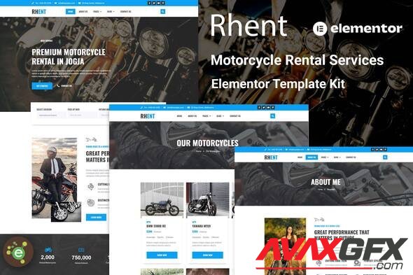 ThemeForest - Rhent v1.0.0 - Motorcycle Rental Services Elementor Template Kit - 35601451