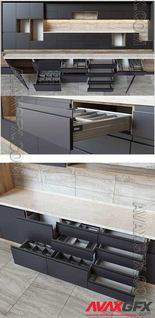 3D Models Kitchen units with accessories Blum