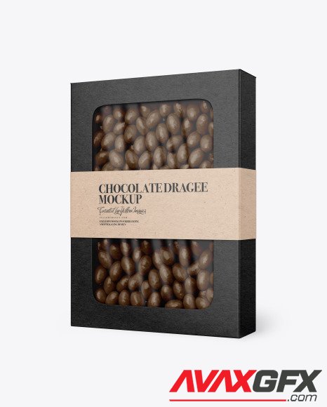 Kraft Paper Box with Chocolate Dragee Mockup 77262