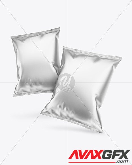 Two Matte Metallic Snack Packages Mockup 81635