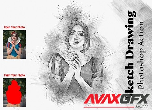 Sketch Drawing Photoshop Action - 6884741