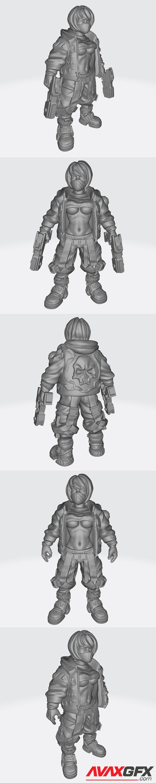 Cosplayer Girl A2 Standing Double Handgun – 3D Printable STL