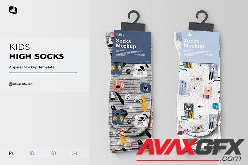 Kids High Socks Mockup - 6790297