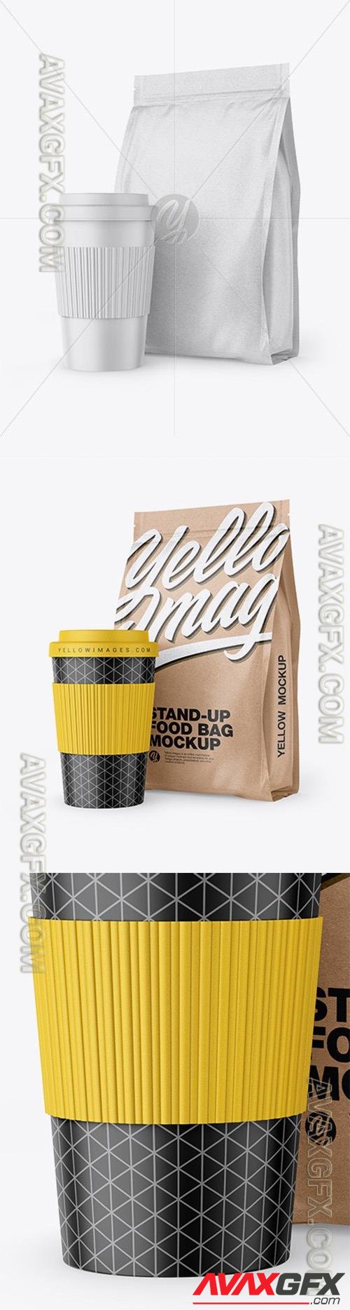 Kraft Stand-Up Bag with Coffee Cup Mockup 64783 TIF