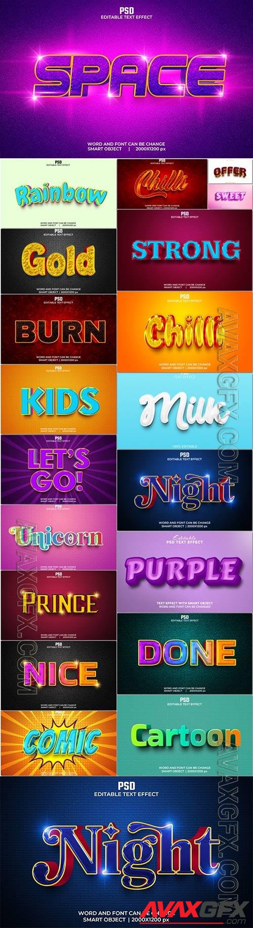 Bundle 3d text style effect in psd vol 18