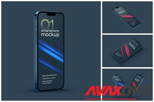 Dark iPhone 13 Pro Mockup Set - AV764AC