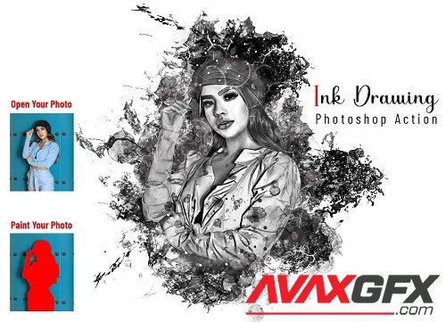 Ink Drawing Photoshop Action - 6895568