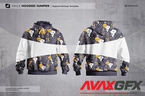 Male Hooded Jumper Mockup - 6798291