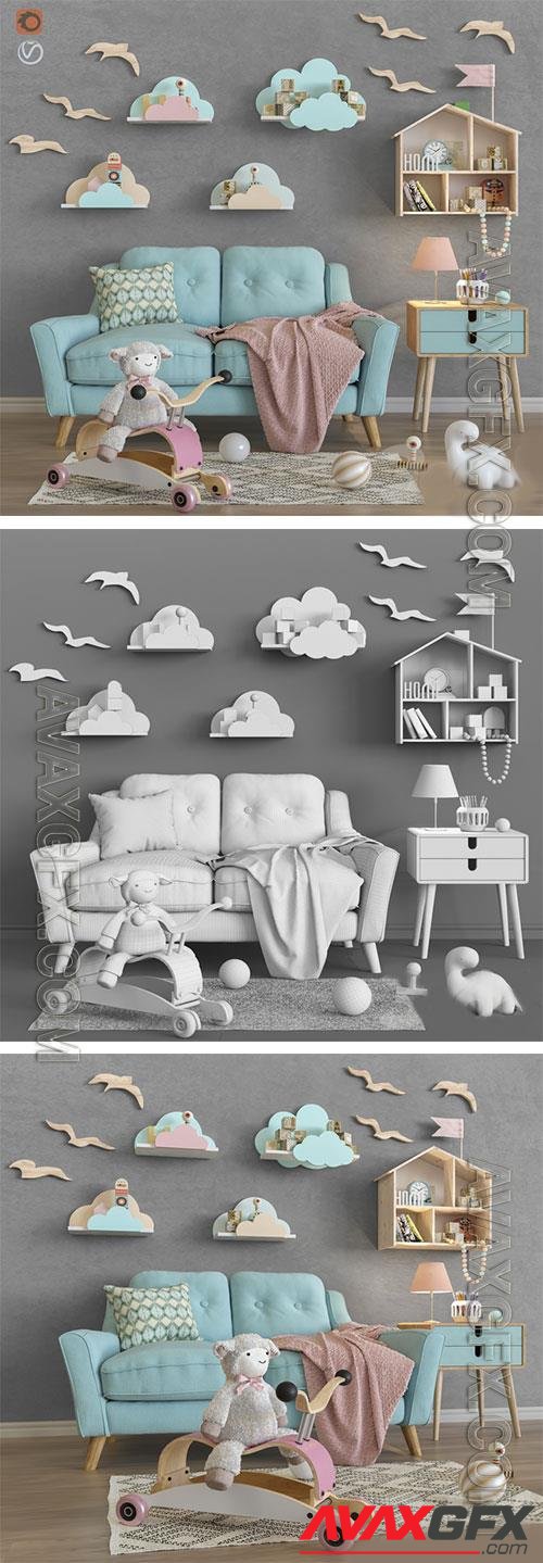 3D Models Toys and furniture set 34