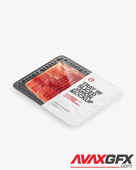 Plastic Tray With Glossy Film & Sliced Jamon mockup 94995