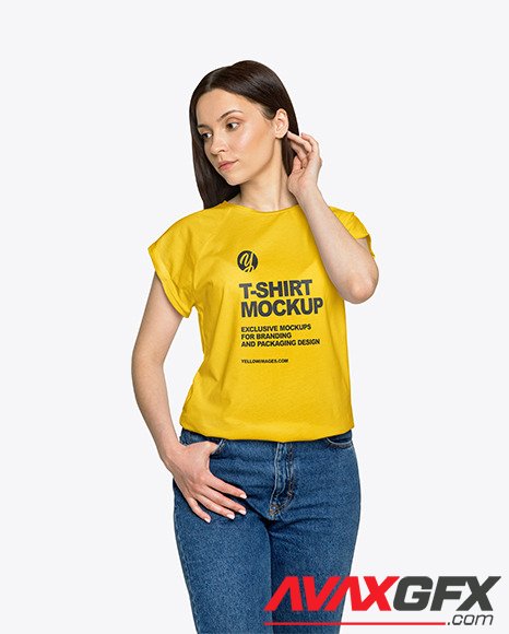 Woman in a T-Shirt Mockup 78396