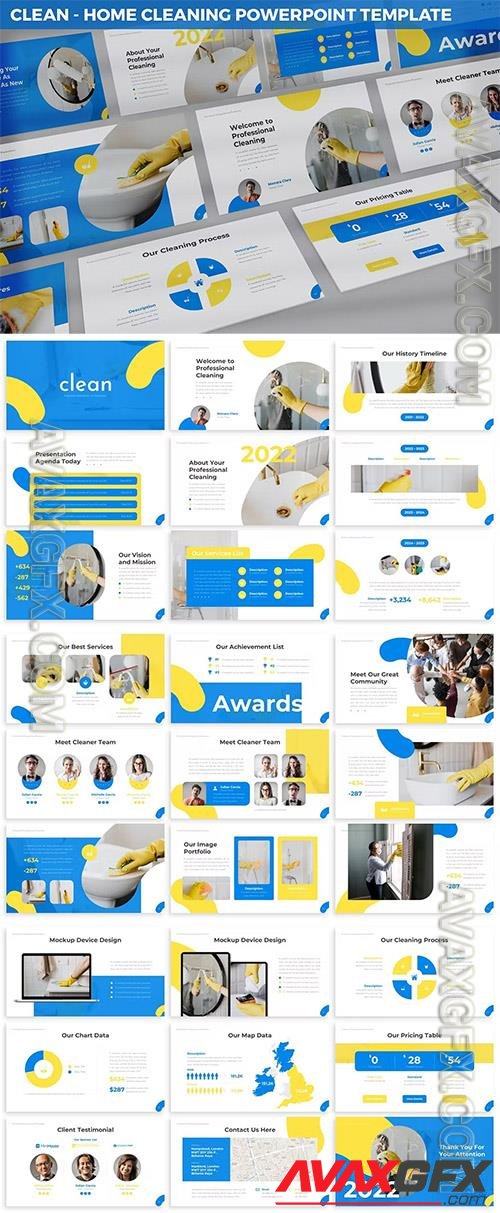 Clean - Home Cleaning Powerpoint Template RCCA2BA