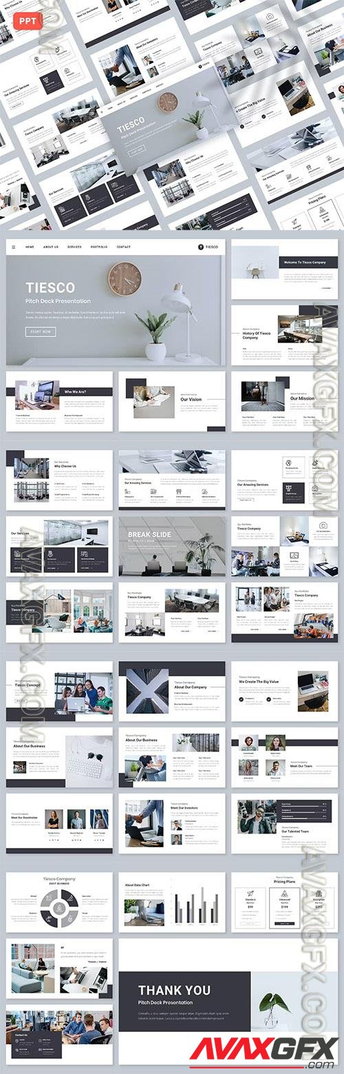 Tiesco - Pitch Deck Powerpoint and Keynote Templates