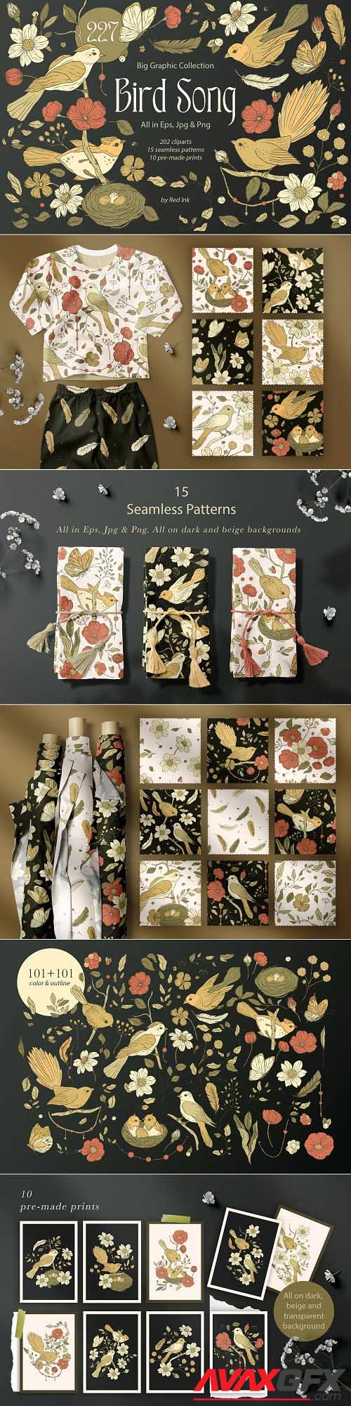 Birds and Flowers Floral Bundle - 6894163