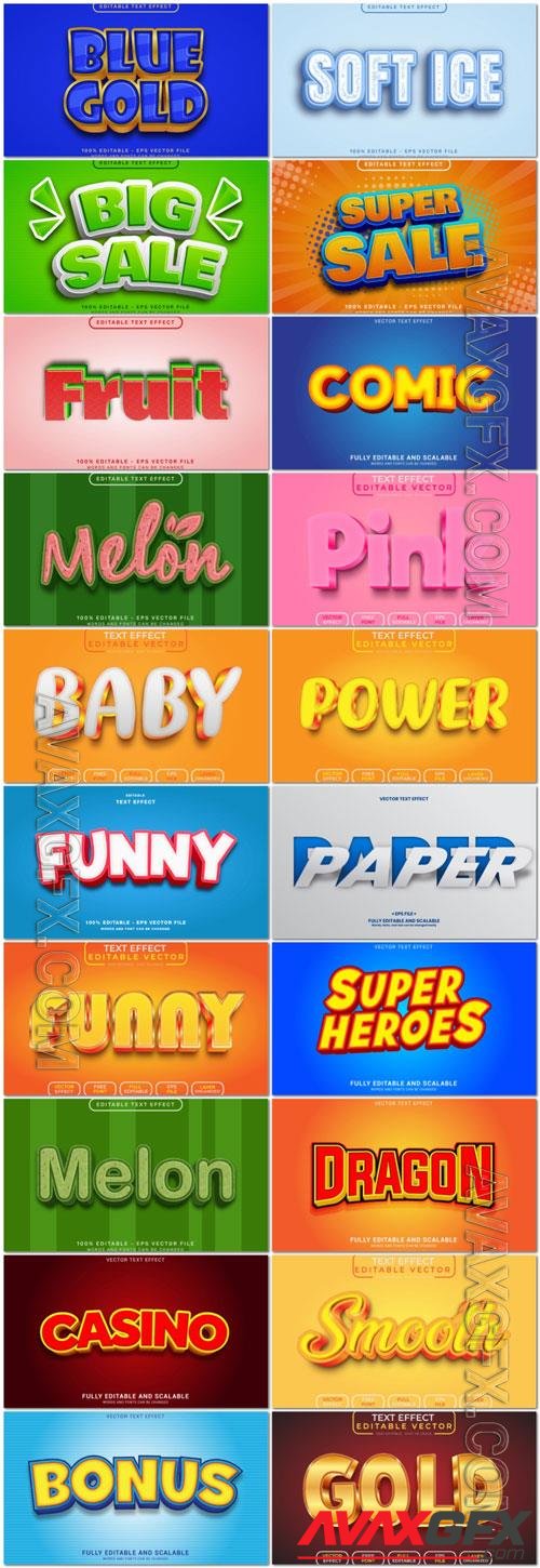 3d editable text style effect vector vol 963