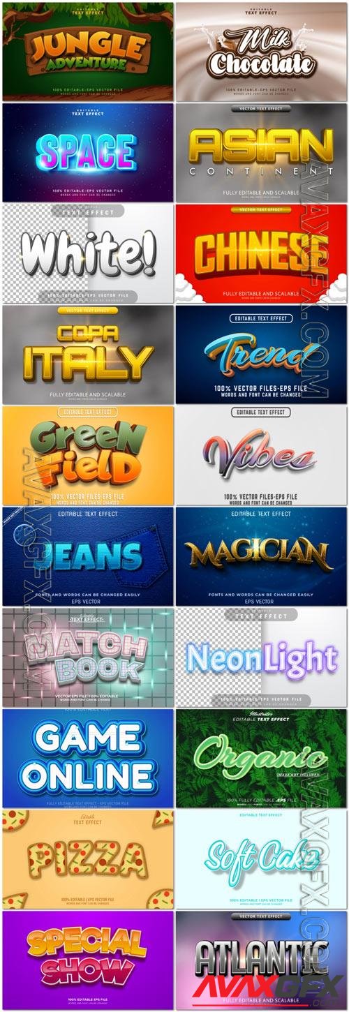 3d editable text style effect vector vol 959