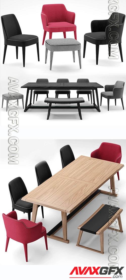 3D Models Maxalto table with chairs 52