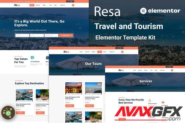 ThemeForest - Resa v1.0.0 - Travel & Tourism Elementor Template Kit - 35657075