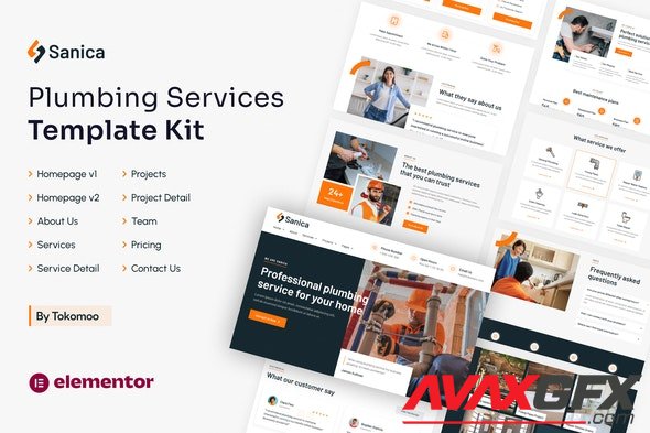 ThemeForest - Sanica v1.0.0 - Plumbing Services Elementor Template Kit - 35636949