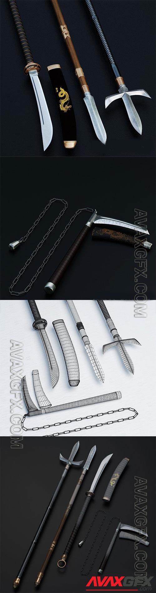 3D Models Japanese traditional weapons