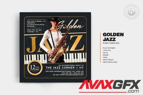 Golden Jazz Flyer Template V6 - 6890375
