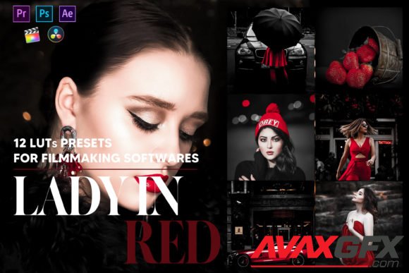 12 Lady in Red Video LUTs Presets