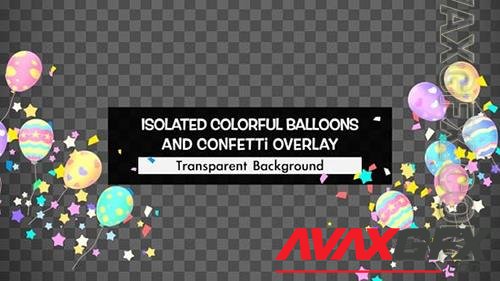 VideoHive - Isolated Colorful Balloons And Confetti Overlay 35561516