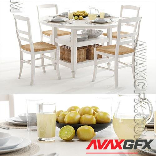 3D model of dining table for kitchen 03