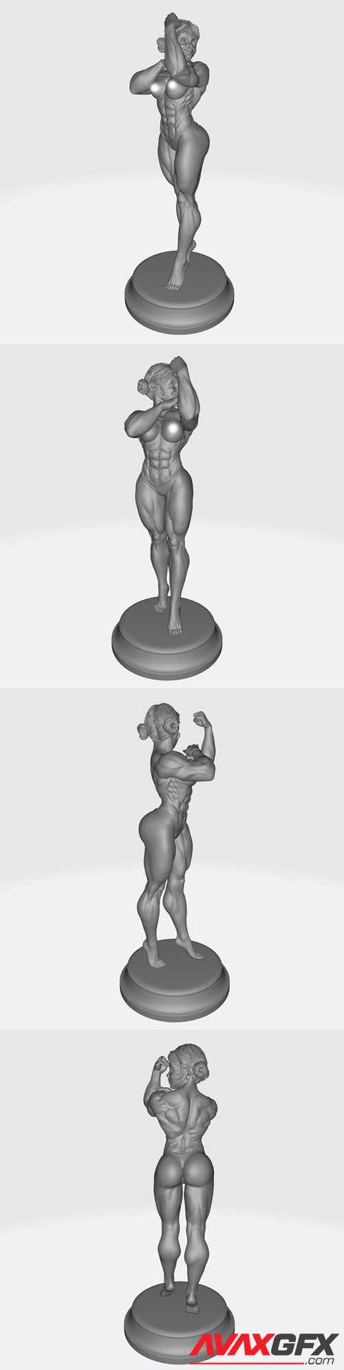 Female Body Builder w-Base – 3D Printable STL