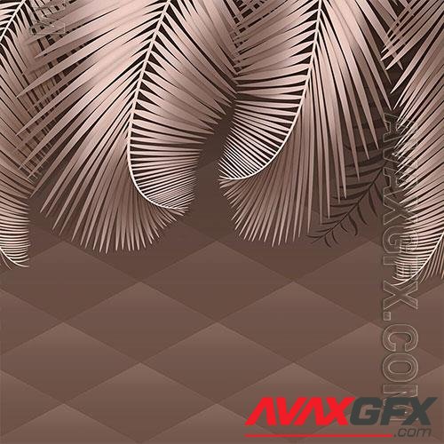 3D texture exotic leaves on brown background