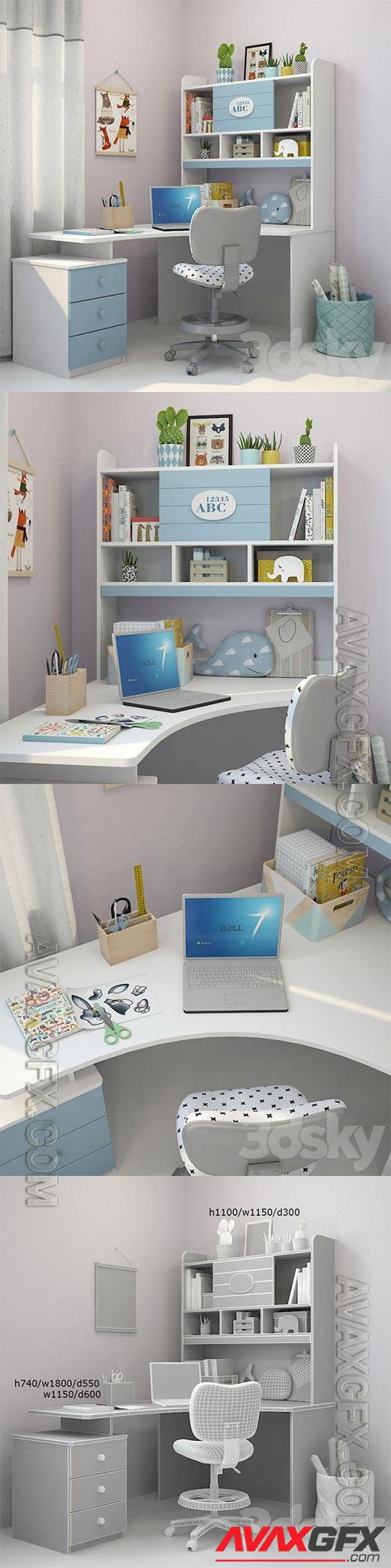 3D Models Writing desk and decor for a nursery 3