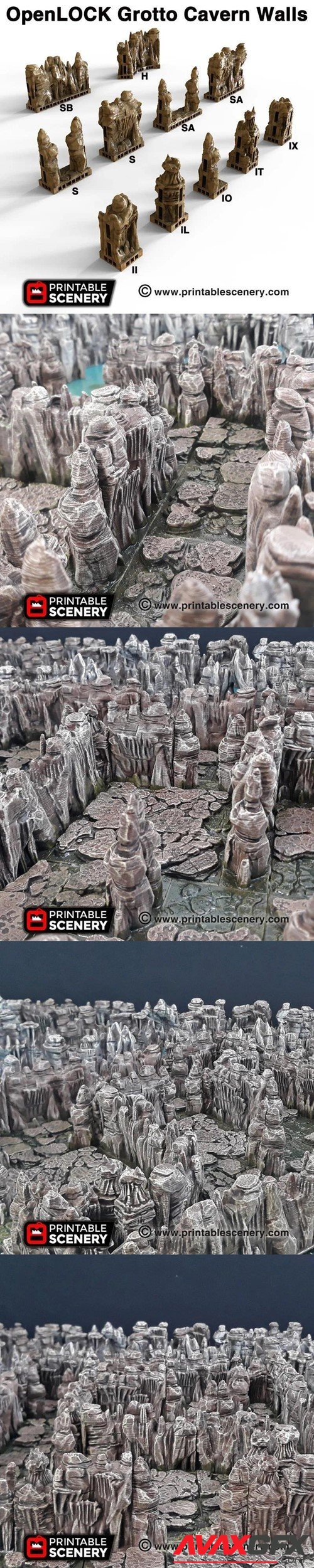 OpenLOCK Grotto Cavern Walls – 3D Printable STL