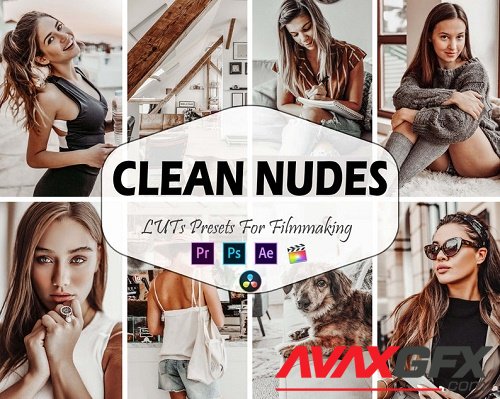 10 Clean Nudes Video LUTs Presets, Beige LUT preset, Bright Fashion Portrait filter