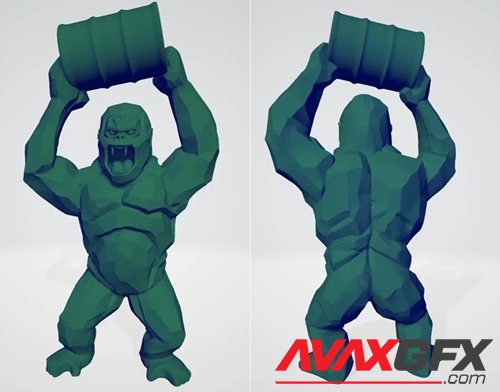 Wild Kong with barrel – 3D Printable STL