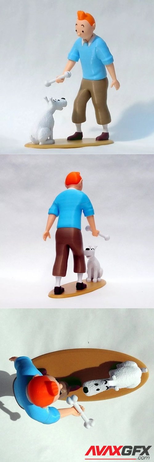 Tintin and Snowy – 3D Printable STL