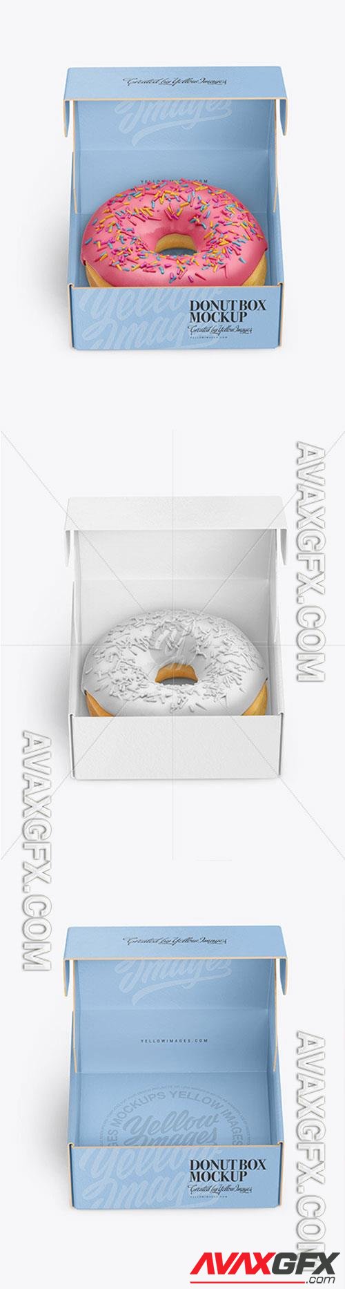 Opened Paper Box with Donut Mockup 68857