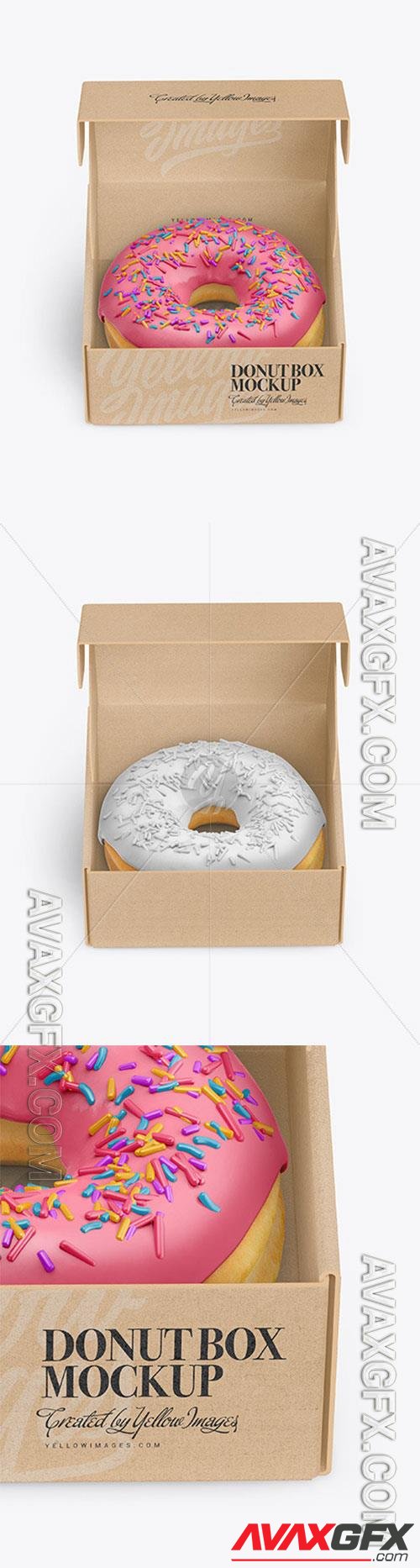 Opened Kraft Box with Donut Mockup 72709