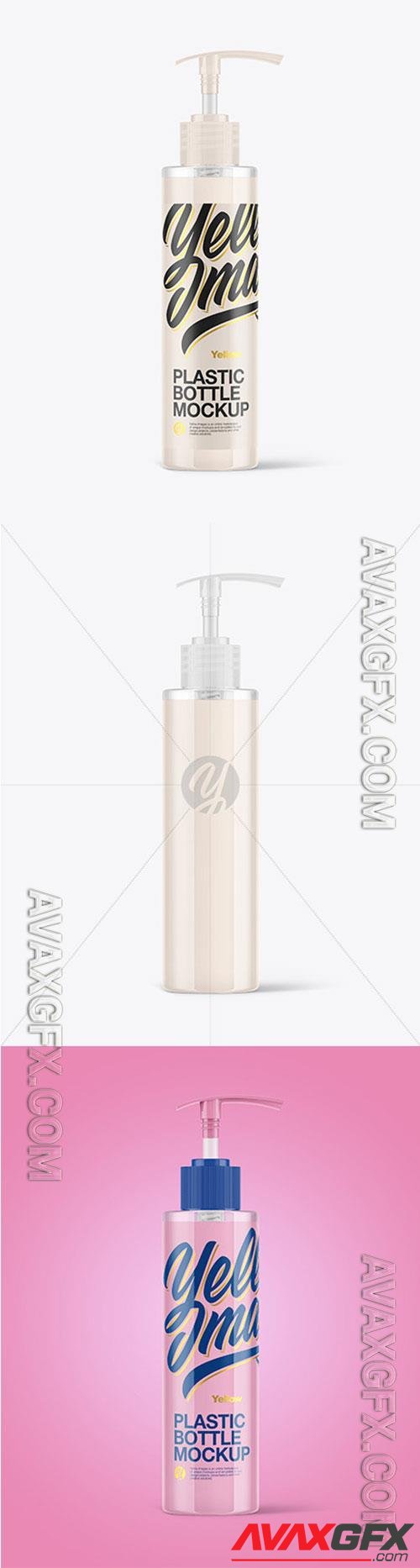 Clear Cosmetic Bottle with Pump Mockup 72747