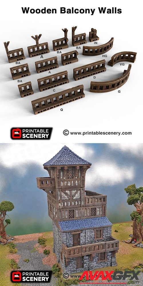 Wooden Balcony Walls – 3D Printable STL