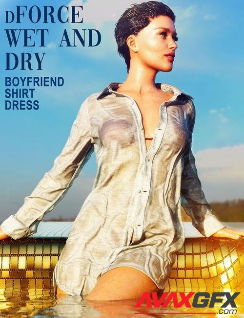 dForce Wet and Dry Boyfriend Shirt Dress for Genesis 8 Female(s)