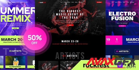 ThemeForest - Rockfest v1.0 - Music Festival Event, DJ Concert and Night Club Website Template - 35656124