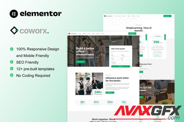 ThemeForest - Coworx v1.0.0 - Coworking Space Virtual Office Elementor Template Kit - 35915188
