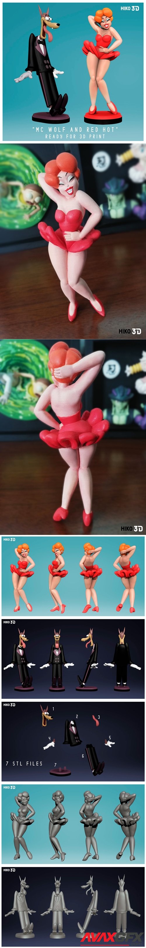 Red Hot and McWolf - Tex Avery – 3D Printable STL