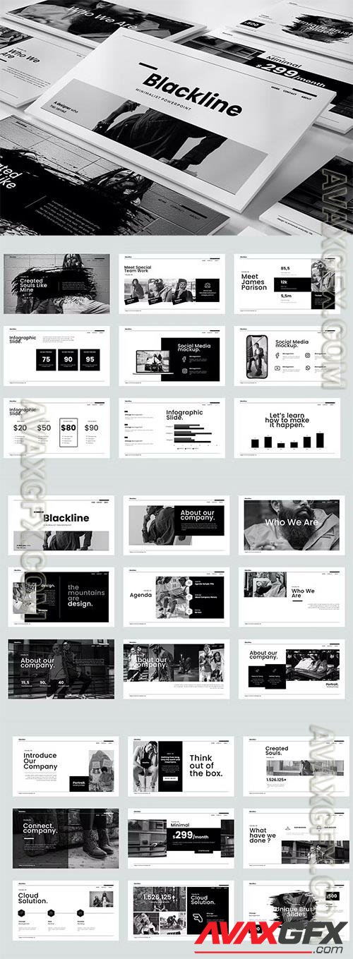 Blackline Powerpoint and Keynote Templates