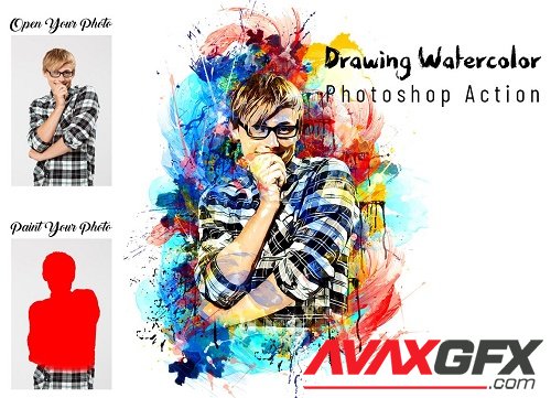 Drawing Watercolor Photoshop Action - 6953102