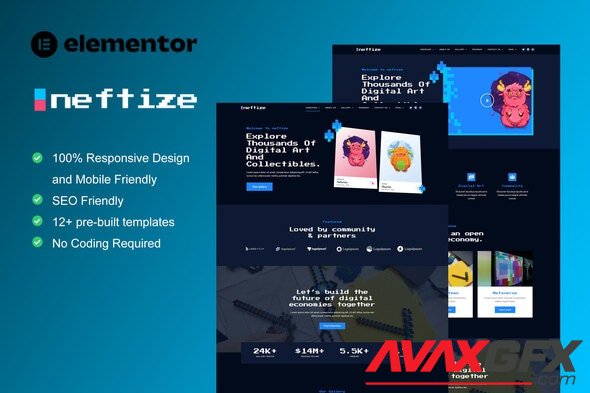 ThemeForest - Neftize v1.0.0 - NFT Portfolio Digital Items Elementor Template Kit - 35994720