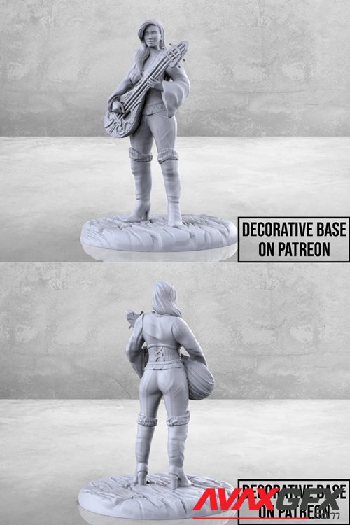 Female Bard with Lute Women – 3D Printable STL