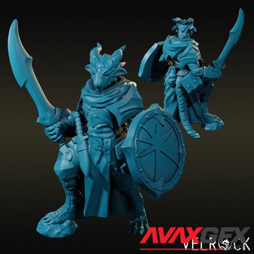 Male Dragonborn Cleric of Tamara with Scimitar and Shield NOW – 3D Printable STL