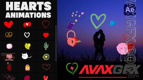 Cartoon Animated Hearts Stickers for After Effects 36049040 (VideoHive)